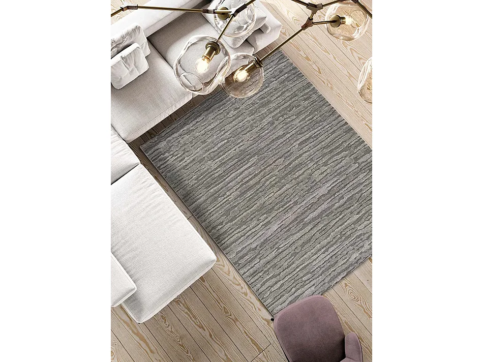 Tapis intérieur - abstrait avec relief - gris - 80 x 150 cm - YEN