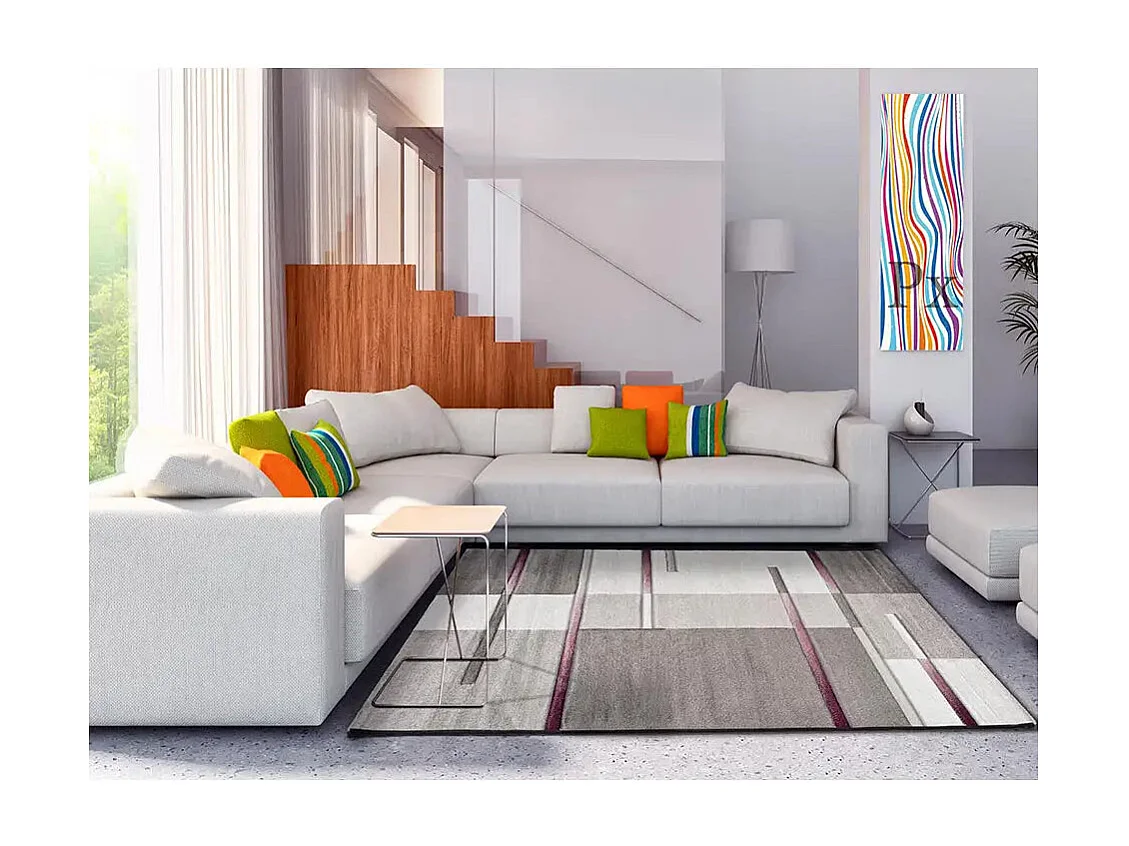 Kurzflorteppich - geometrisch - flieder / grau - 160x230 cm - DETROIT