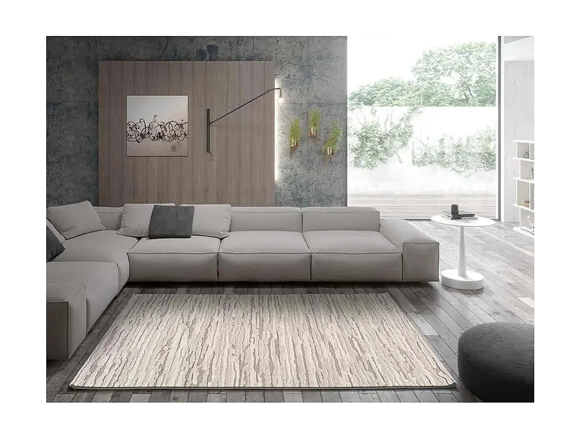 Kurzflorteppich - abstrakt mit Relief - beige - 120x170 cm - YEN