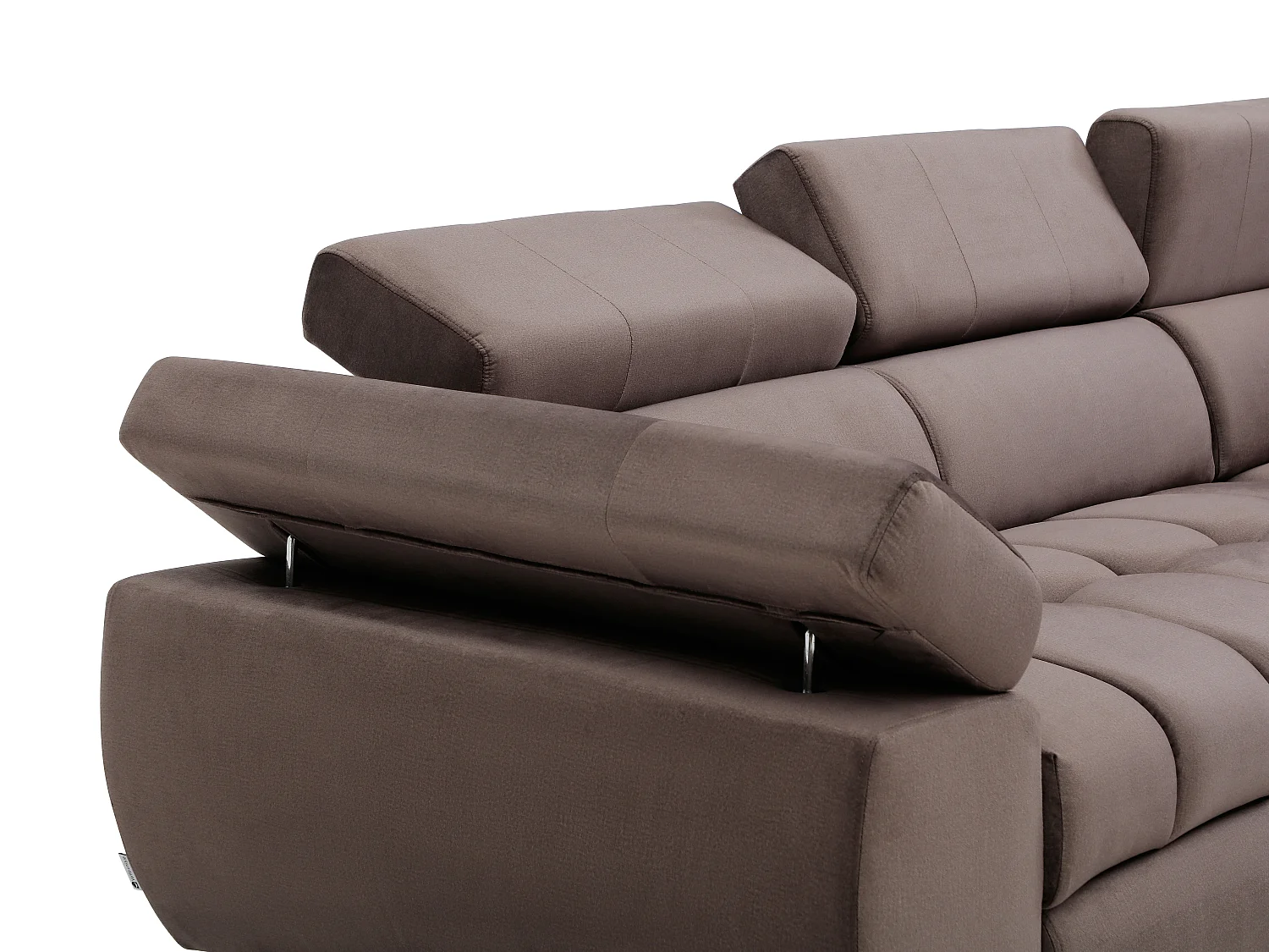 Canapé d'angle droit convertible en velours taupe NIACATO