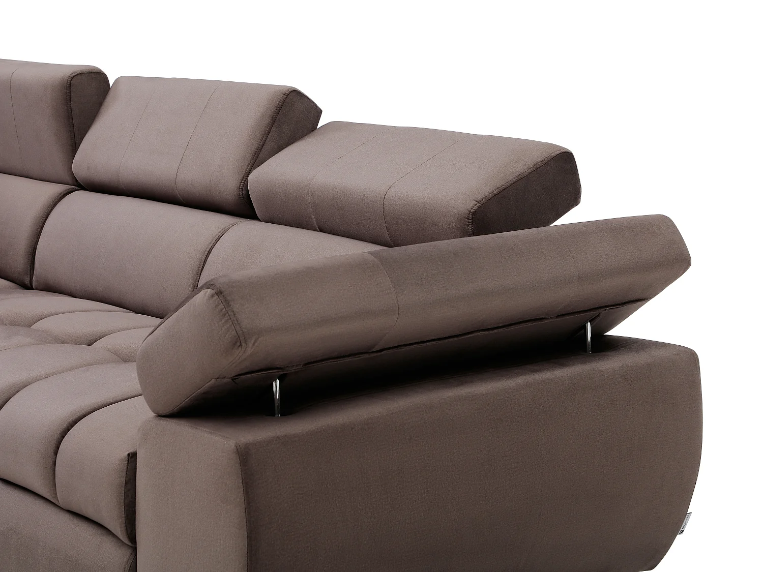 Canapé d'angle gauche convertible en velours taupe NIACATO