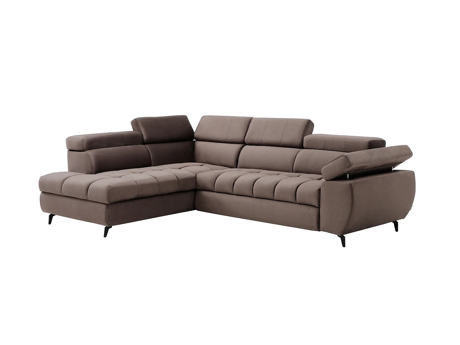 Canapé d'angle gauche convertible en velours taupe NIACATO