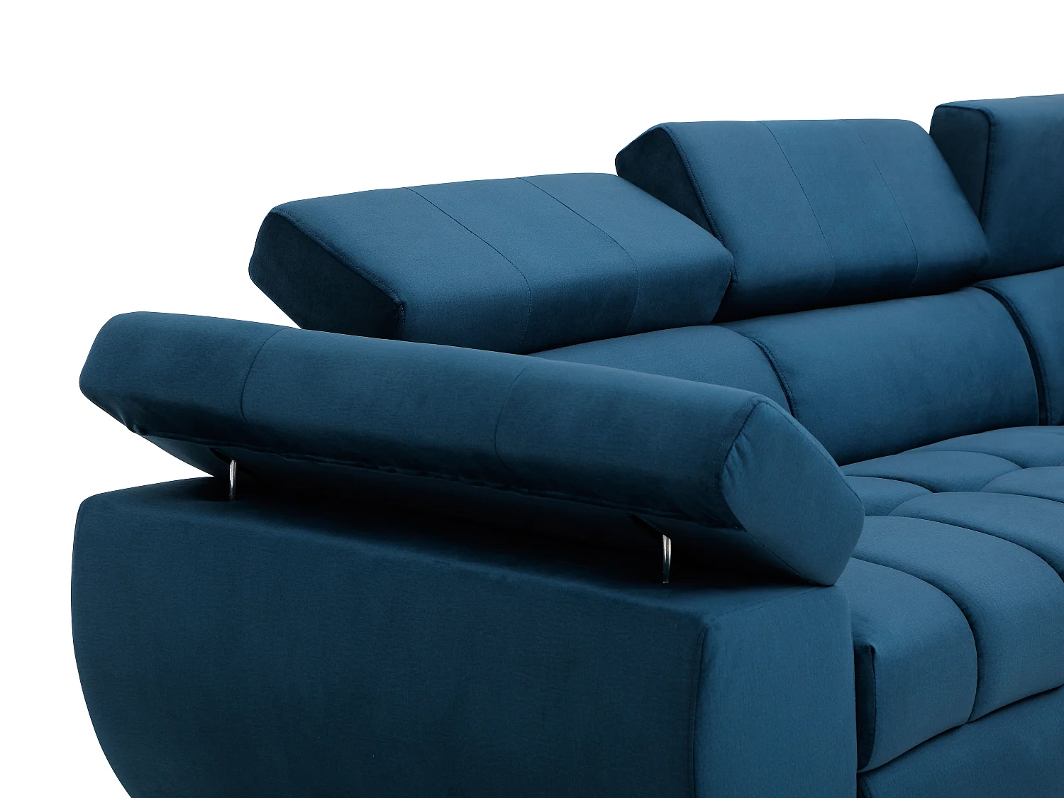 Canapé d'angle droit convertible en velours bleu NIACATO