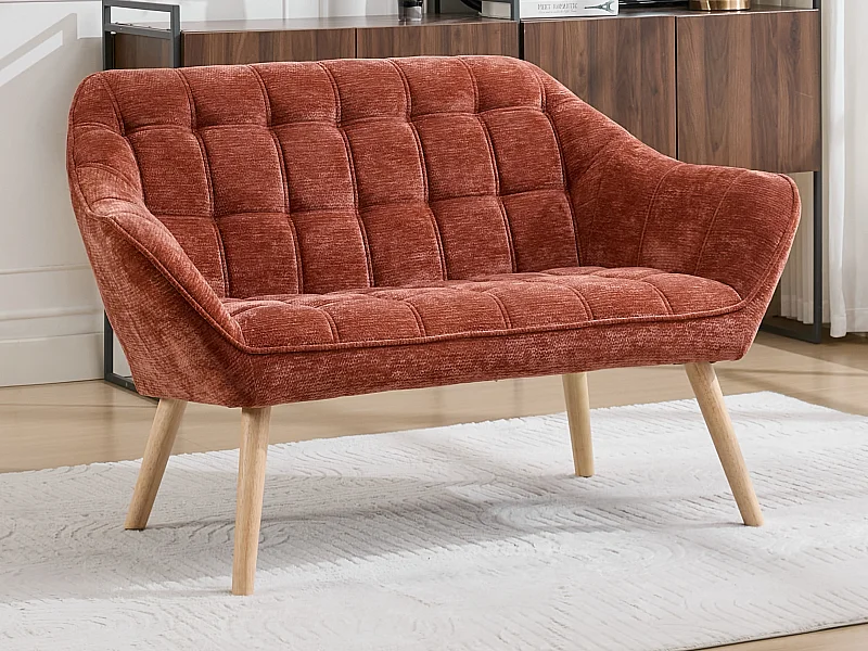 Canapé 2 places en tissu texturé terracotta CASERTA