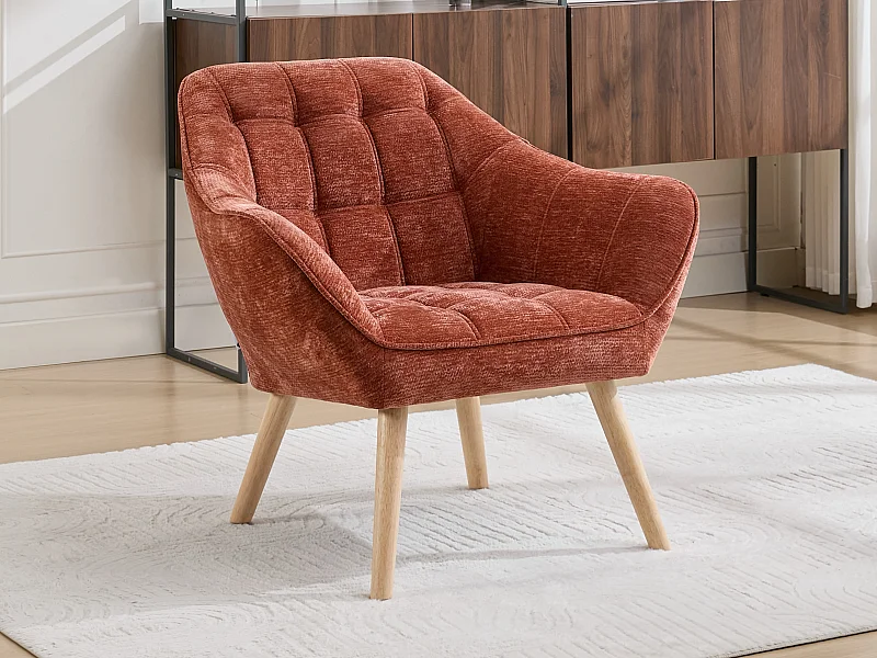 Fauteuil en tissu texturé terracotta CASERTA
