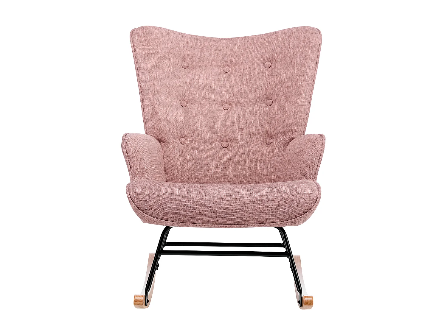 Fauteuil à bascule en tissu chiné rose ELMINA
