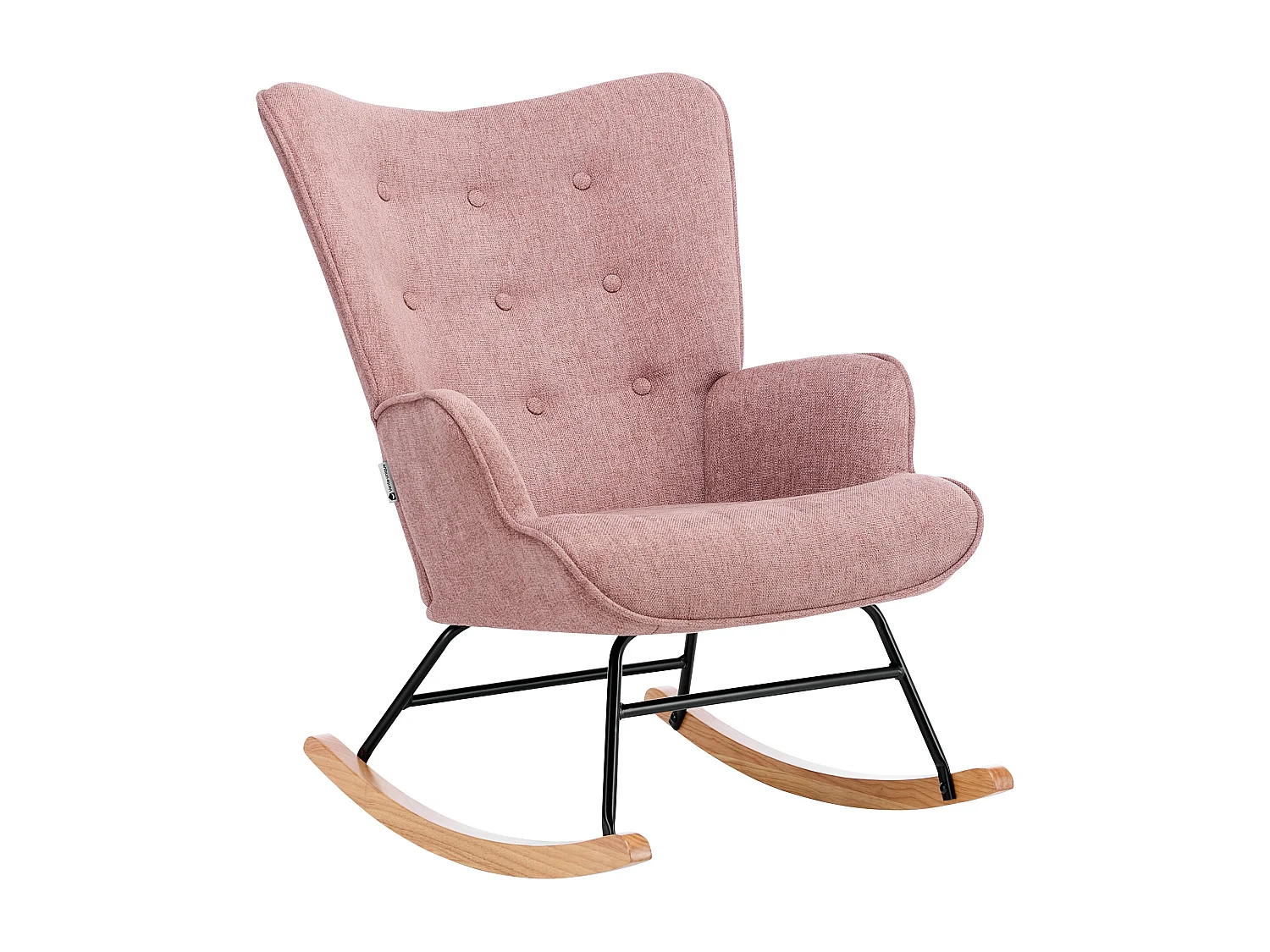 Fauteuil à bascule en tissu chiné rose ELMINA