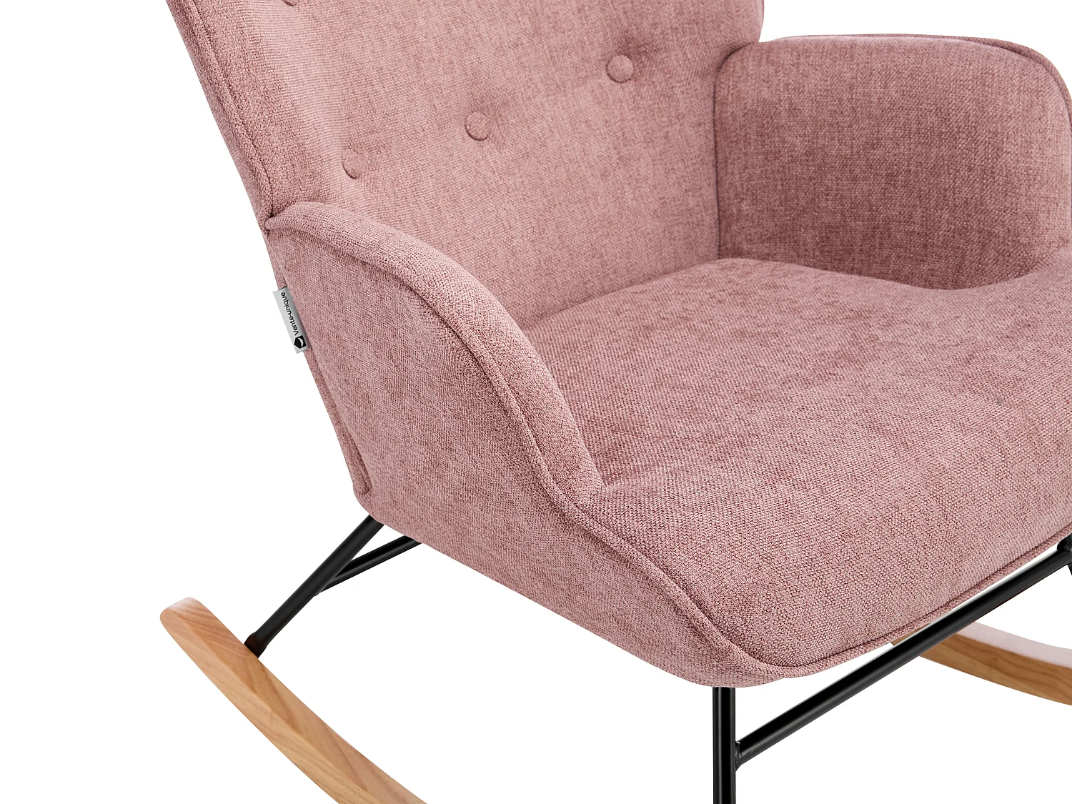 Fauteuil à bascule en tissu chiné rose ELMINA
