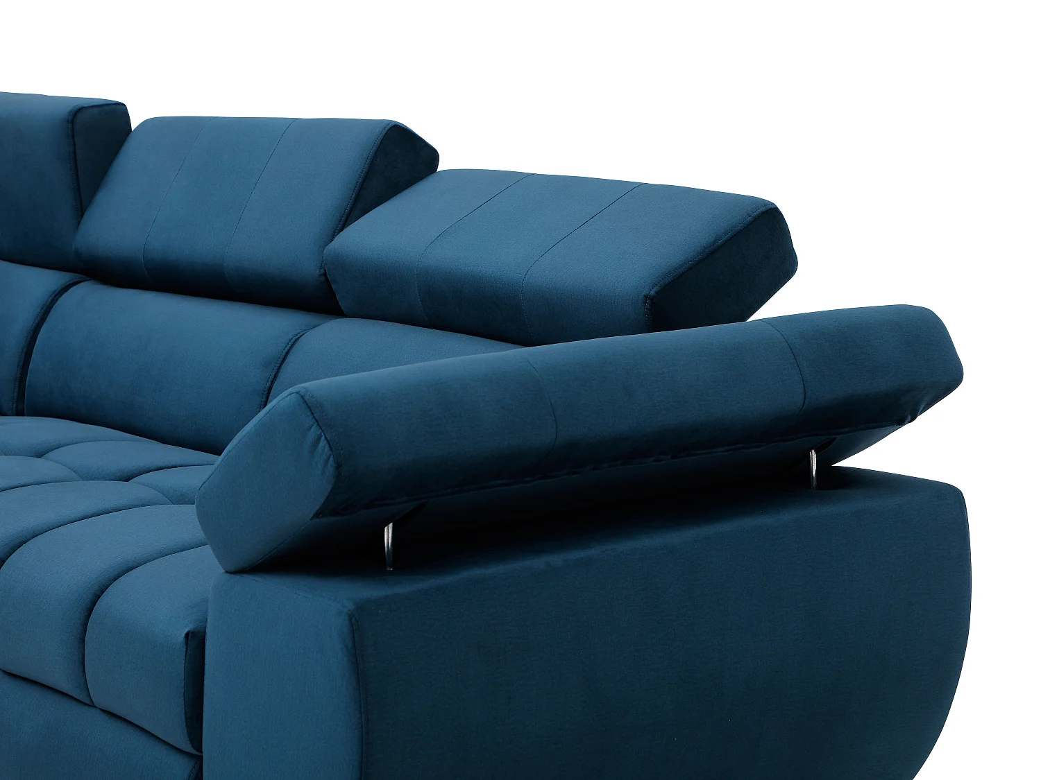 Canapé d'angle gauche convertible en velours bleu NIACATO