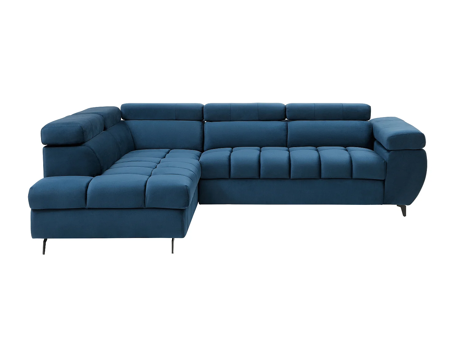 Canapé d'angle gauche convertible en velours bleu NIACATO