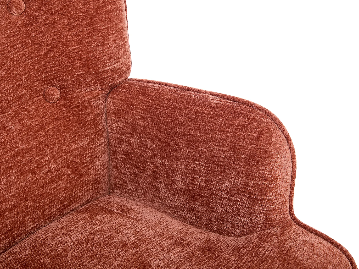 Fauteuil en tissu texturé terracotta VATELY