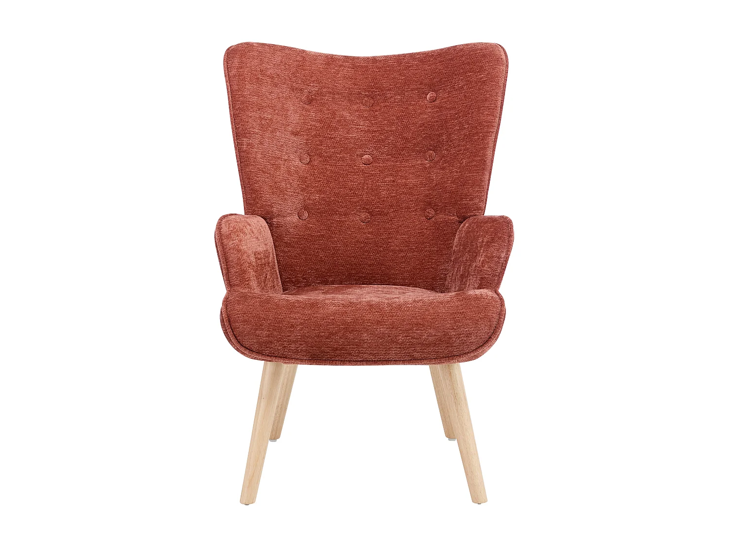 Fauteuil en tissu texturé terracotta VATELY