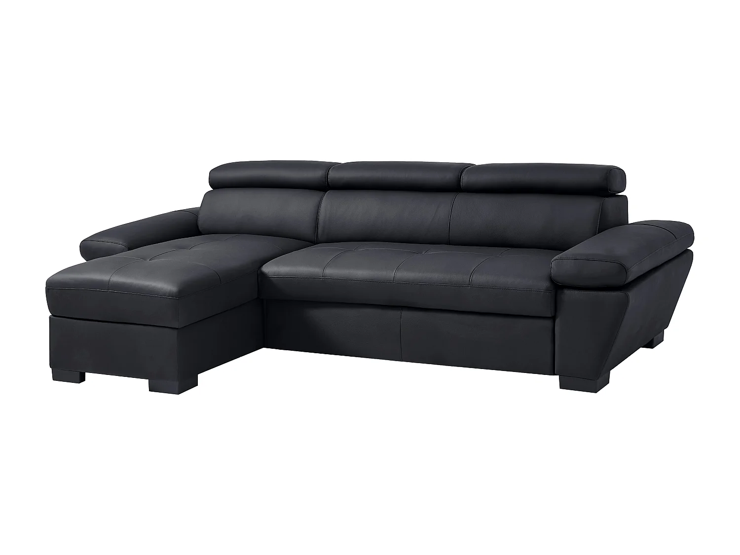 Canapé d'angle gauche convertible en cuir noir JONOVA