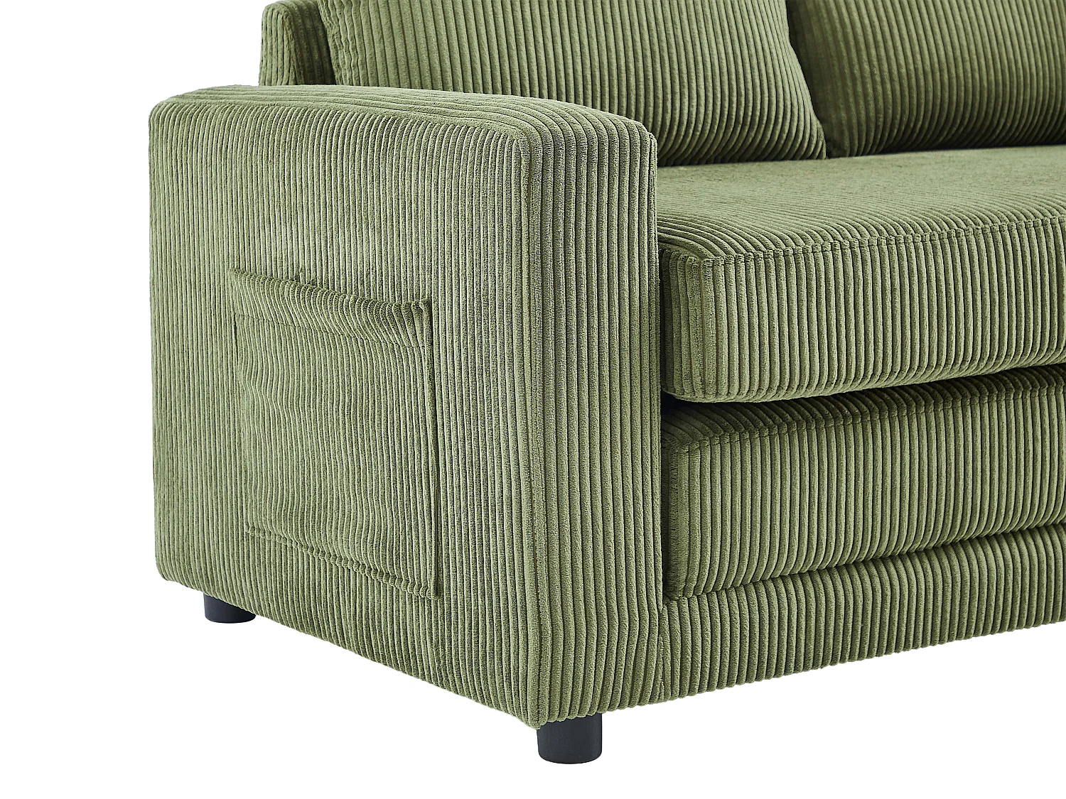 Canapé 2 places convertible en velours côtelé vert kaki MIRTO