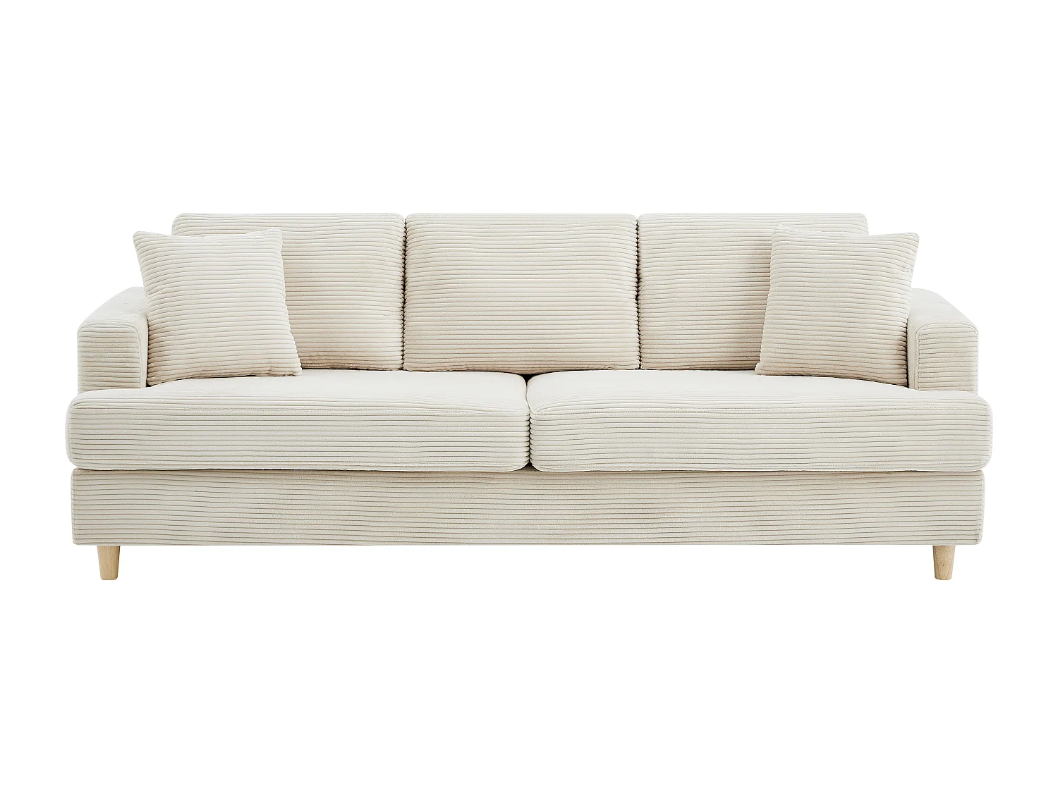 Canapé 3 places en velours côtelé beige YOCABA