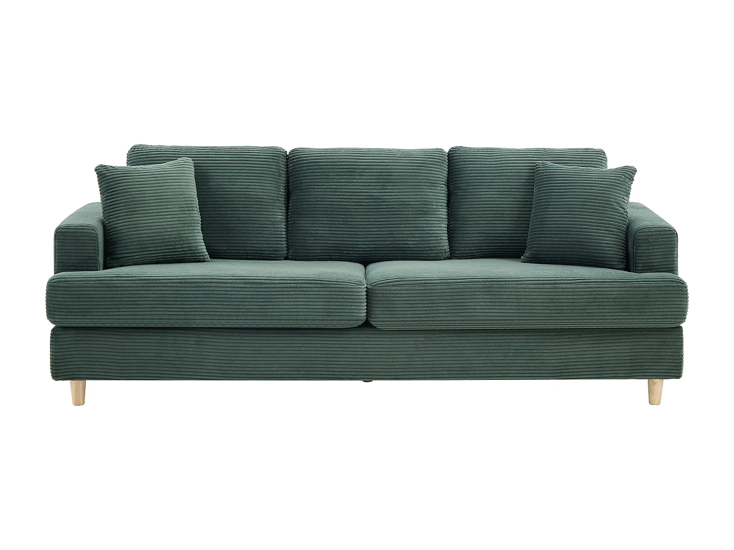Canapé 3 places en velours côtelé vert YOCABA