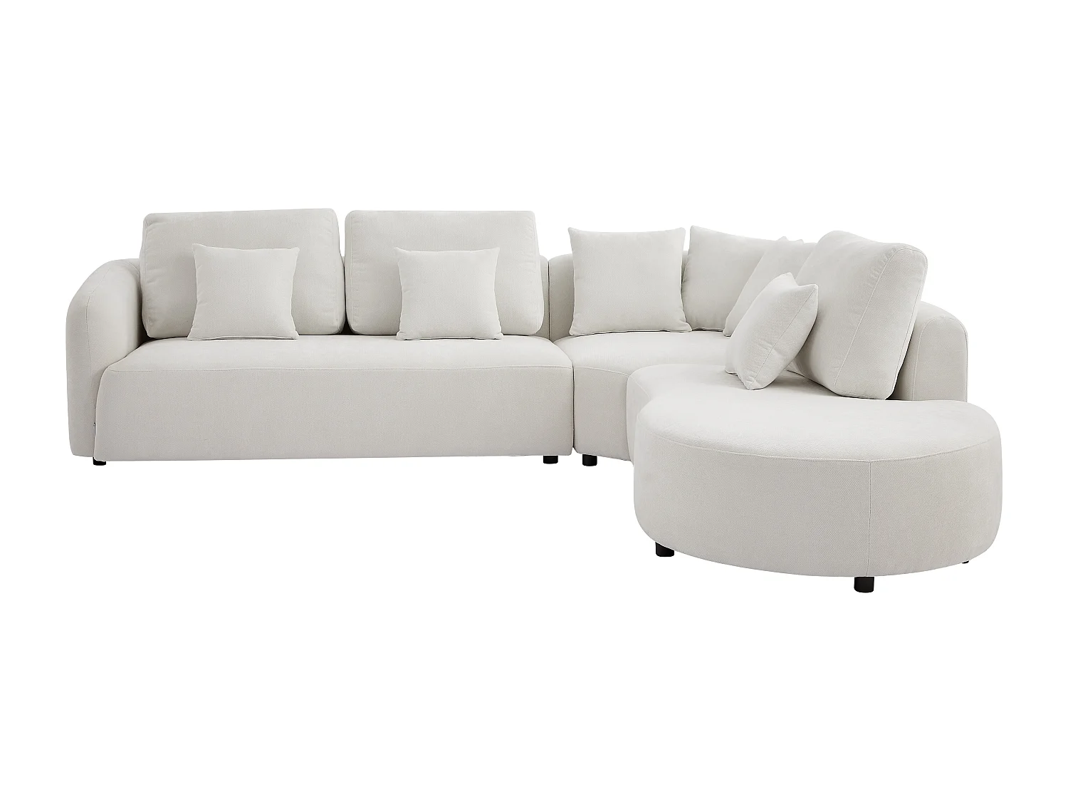 Canapé d'angle droit en tissu texturé blanc cassé LOMESI