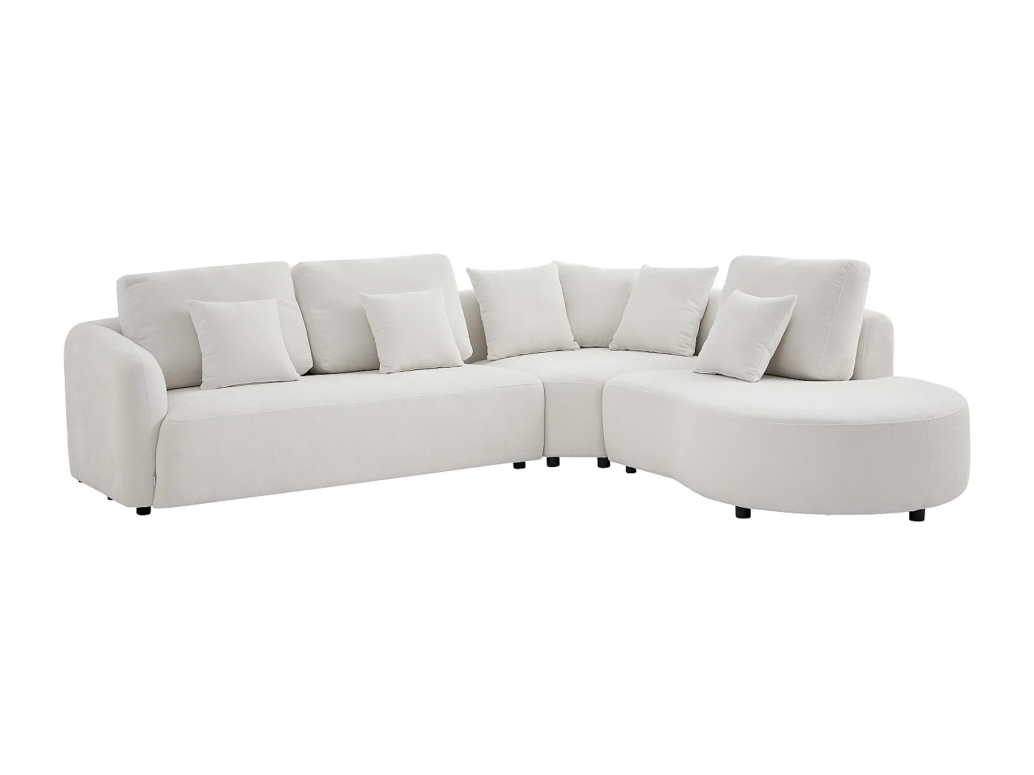 Canapé d'angle droit en tissu texturé blanc cassé LOMESI