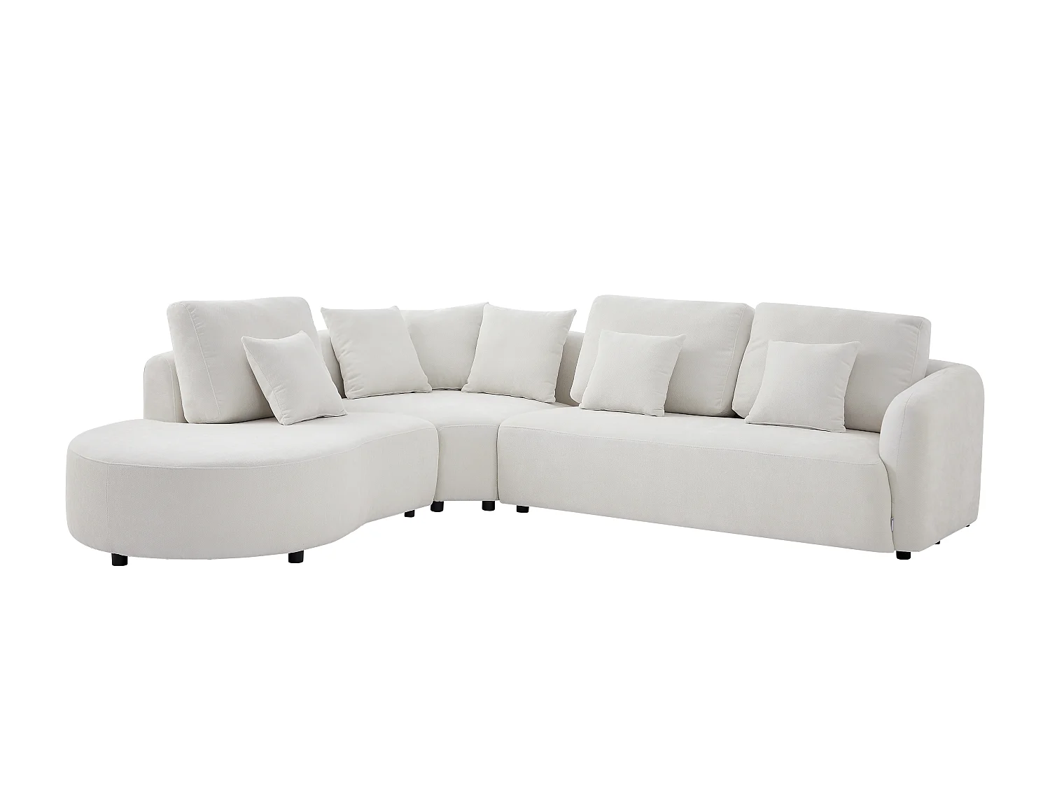 Canapé d'angle gauche en tissu texturé blanc cassé LOMESI