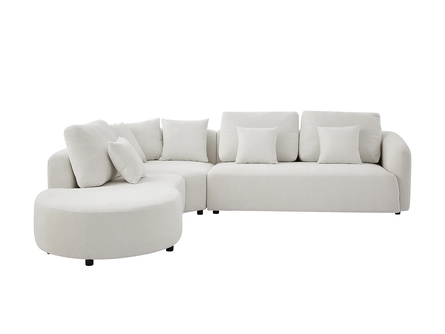 Canapé d'angle gauche en tissu texturé blanc cassé LOMESI