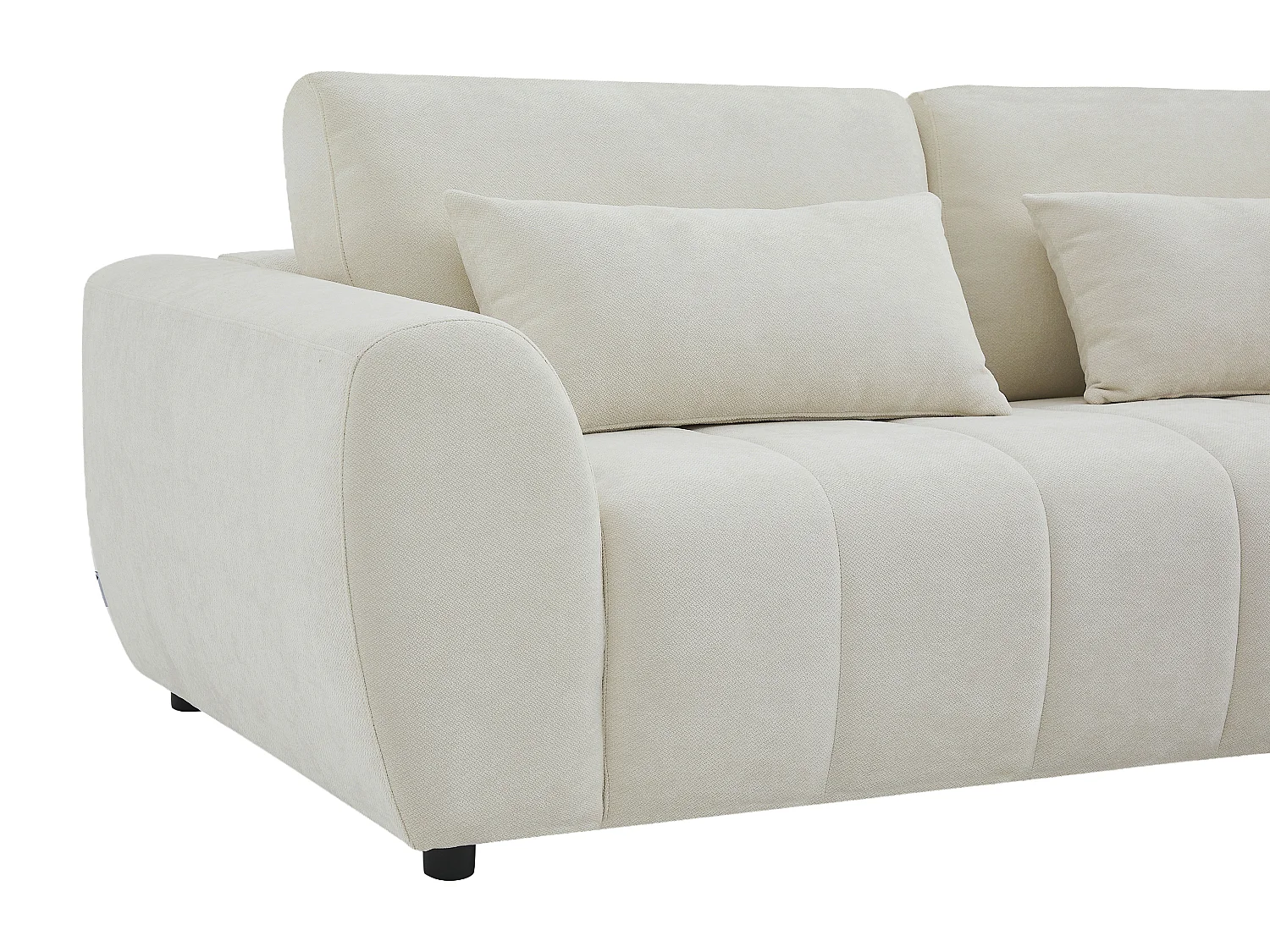 Canapé d'angle droit avec dossier relevable en tissu texturé beige FABARTO