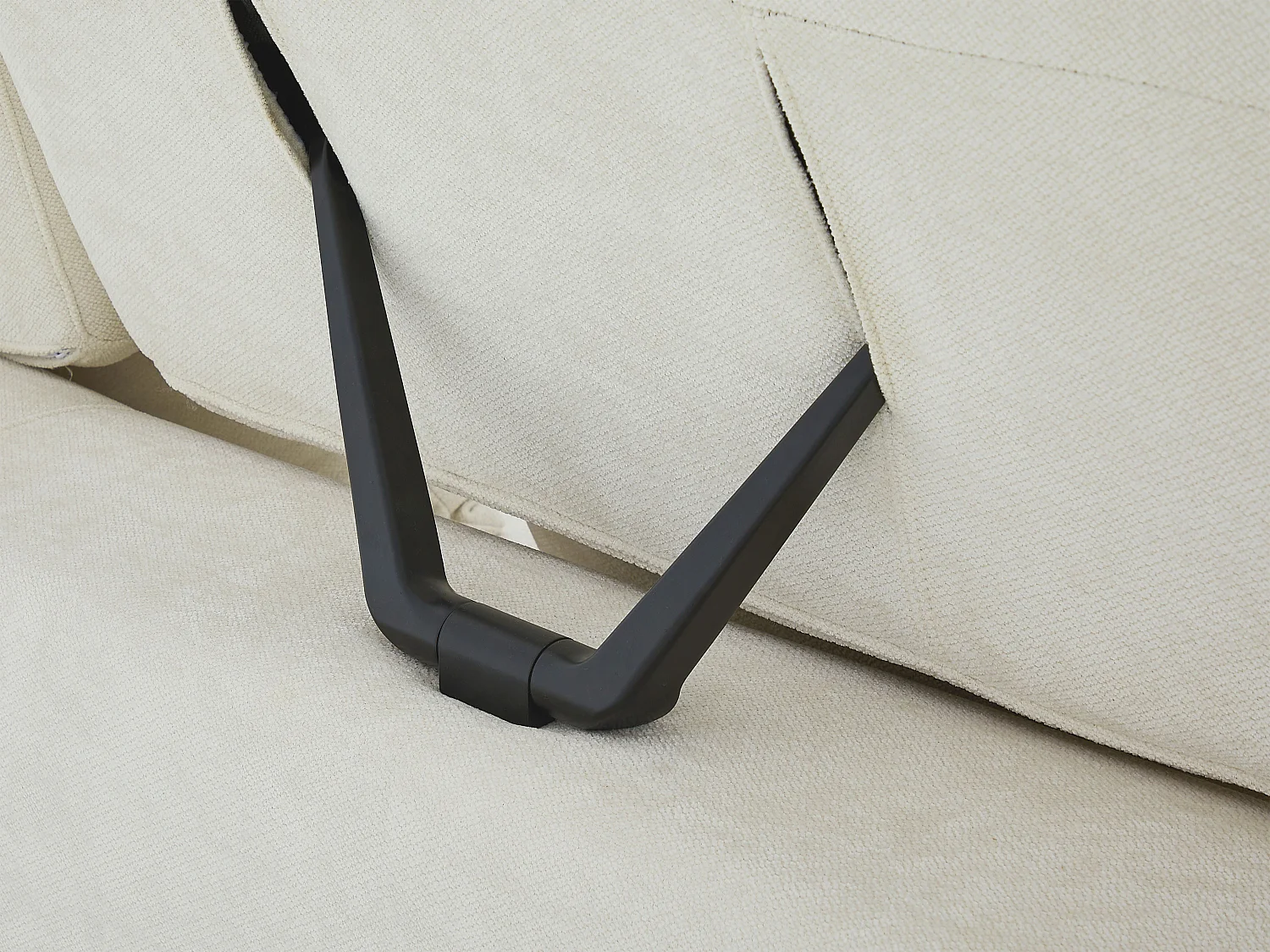 Canapé d'angle droit avec dossier relevable en tissu texturé beige FABARTO