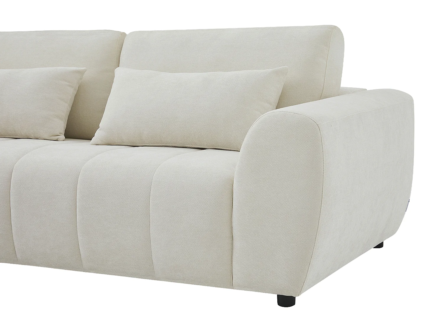 Canapé d'angle gauche avec dossier relevable en tissu texturé beige FABARTO