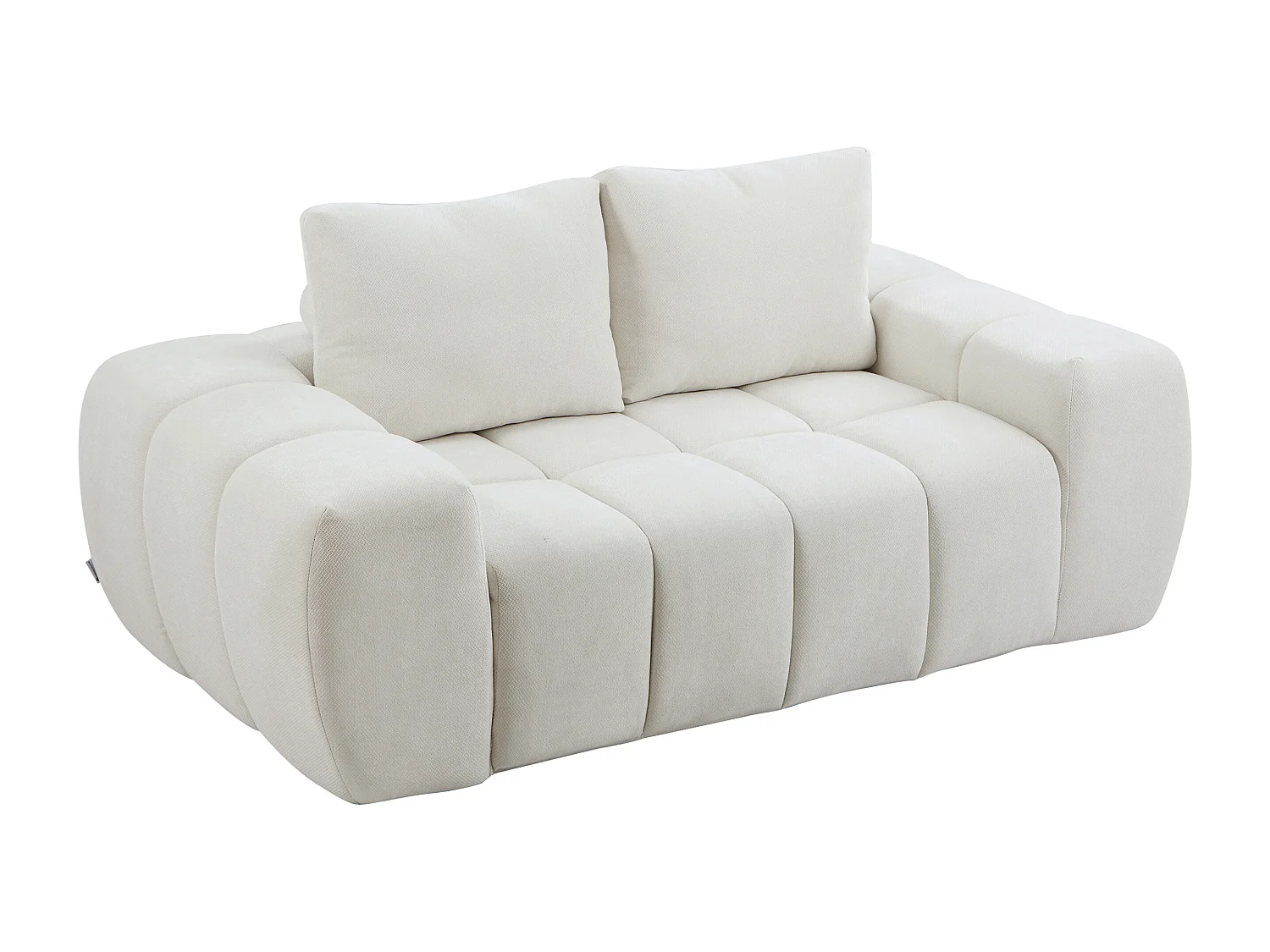 Canapé 2 places compressé en tissu texturé beige BENAFO