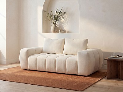 Canapé 2 places compressé en tissu texturé beige BENAFO