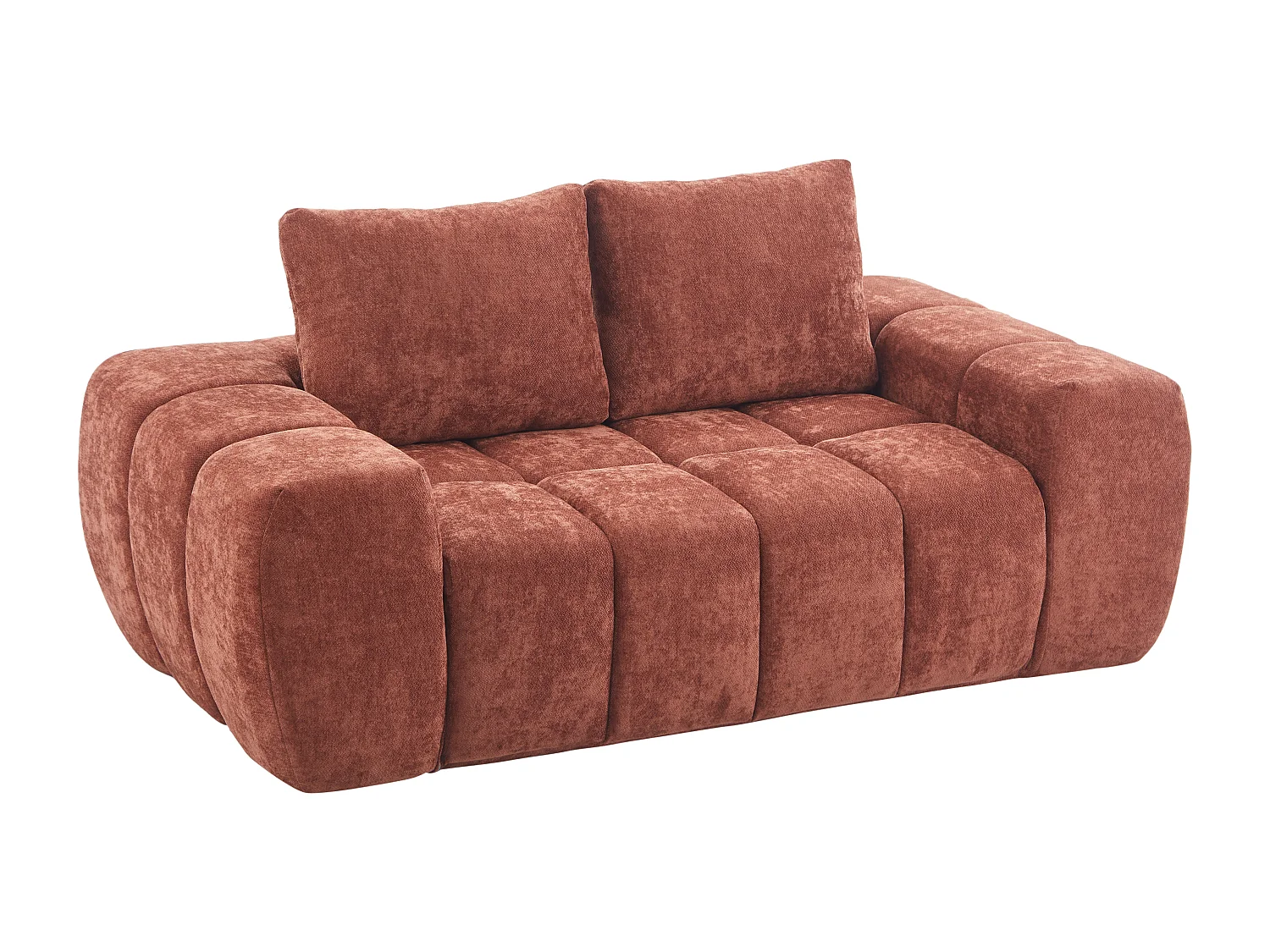 Canapé 2 places compressé en tissu texturé terracotta BENAFO