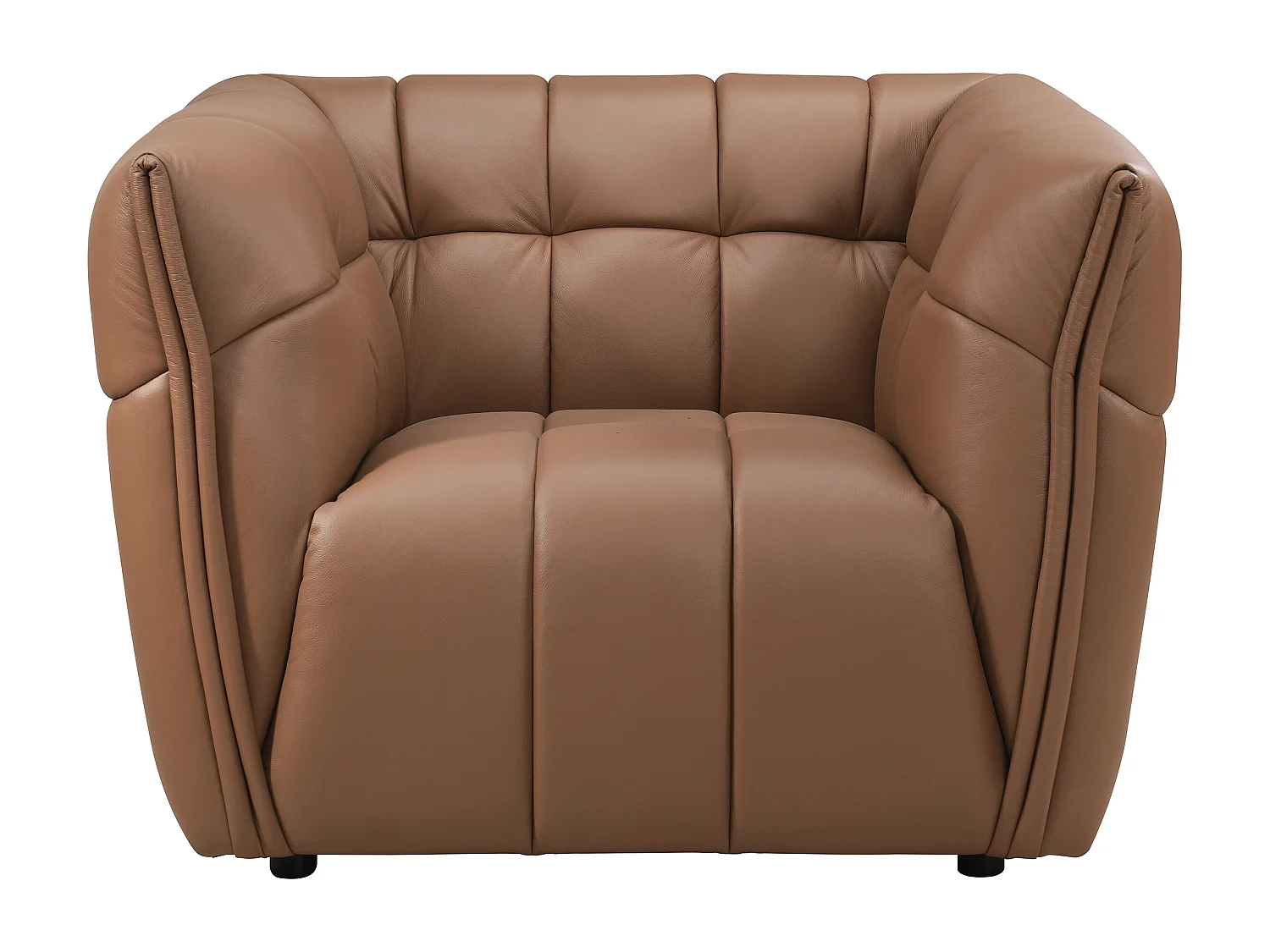 Fauteuil en cuir camel DUGORI