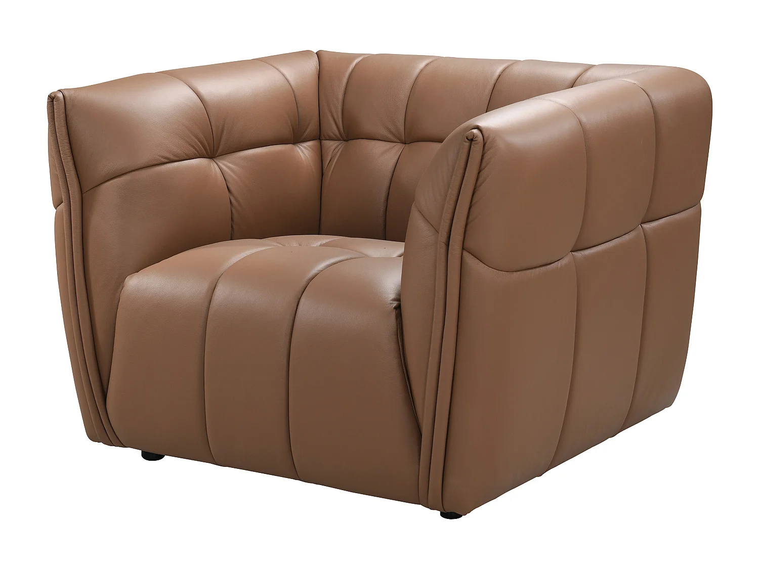 Fauteuil en cuir camel DUGORI