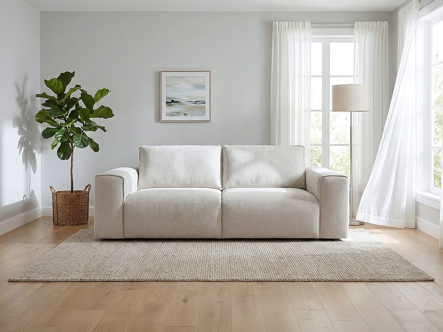 Vente-unique 3-Sitzer Schlafsofa Mit Schnellverstellung Aus Strukturiertem Beige-Stoff – Liegefläche 140 Cm, Matratze 13 Cm Poglo