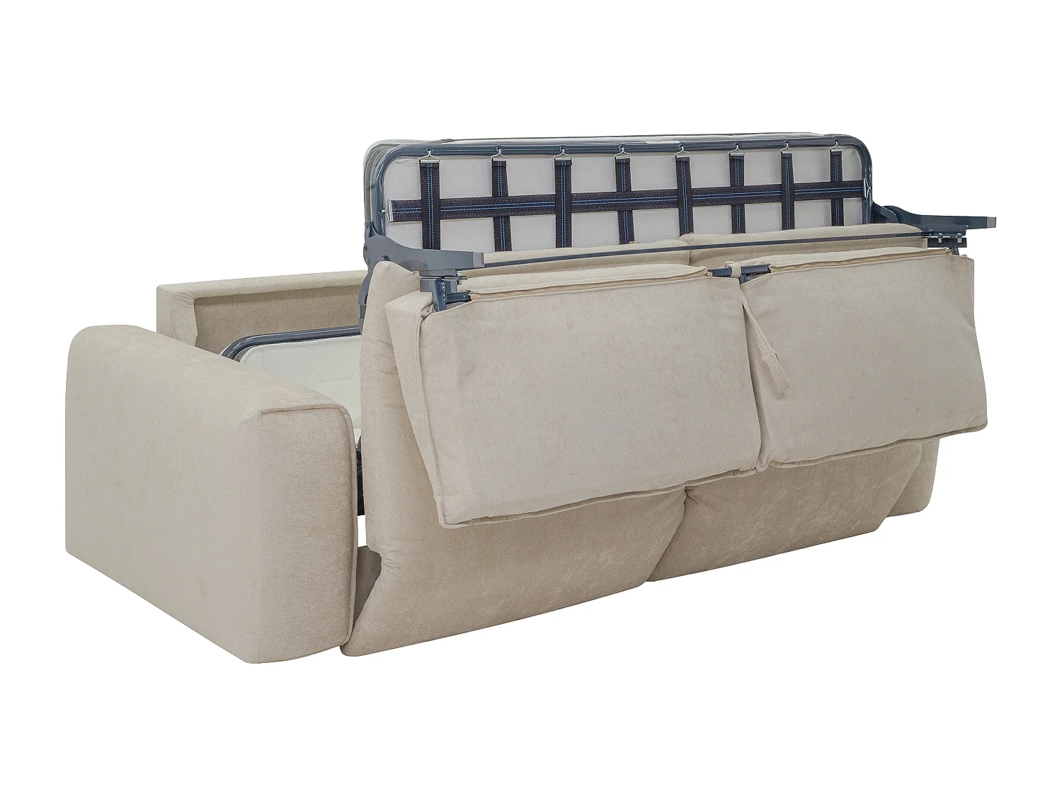 3-personers sovesofa i beige stof - Liggemål 140 cm madras 13 cm POGLO