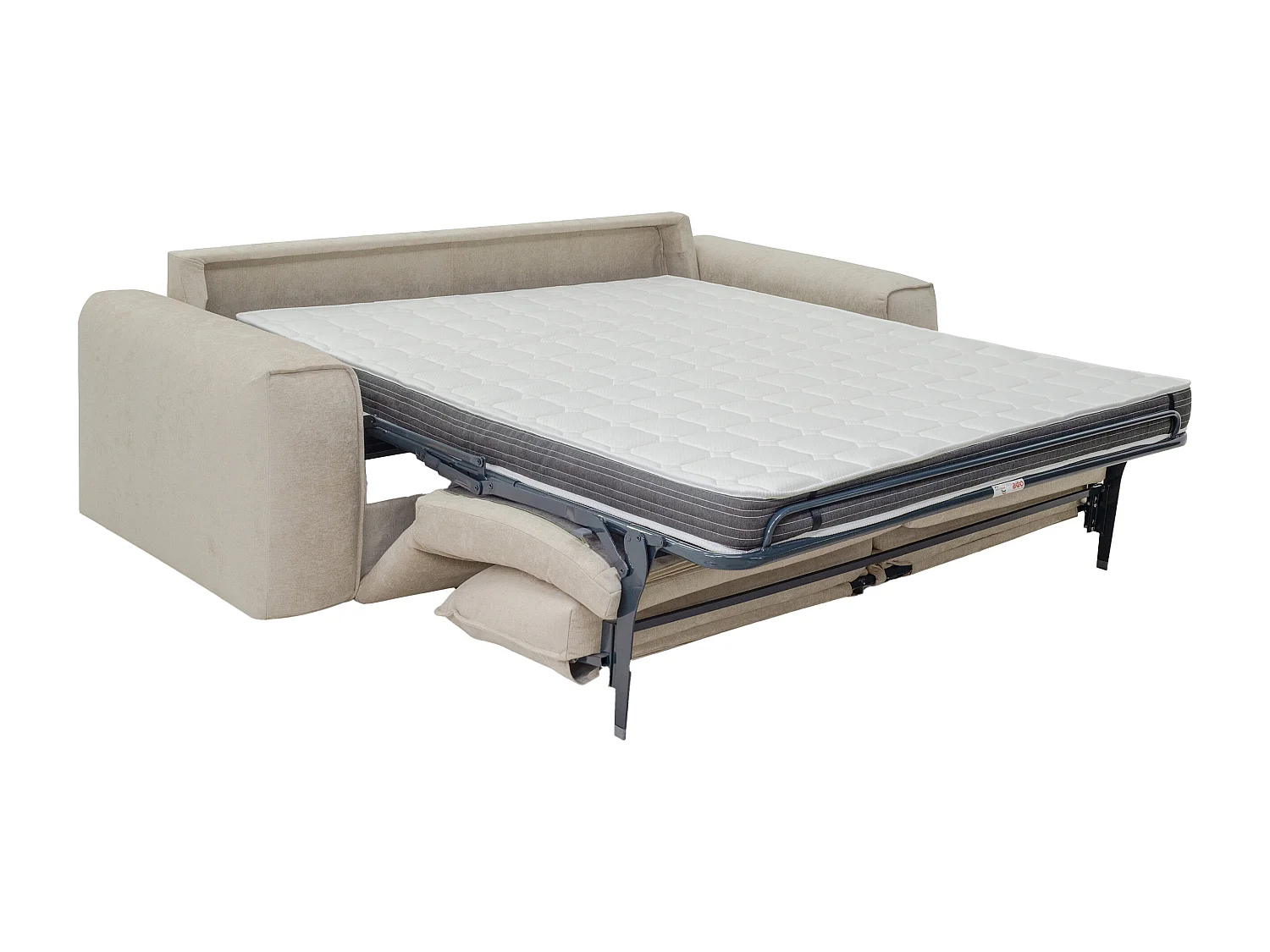 3-personers sovesofa i beige stof - Liggemål 140 cm madras 13 cm POGLO