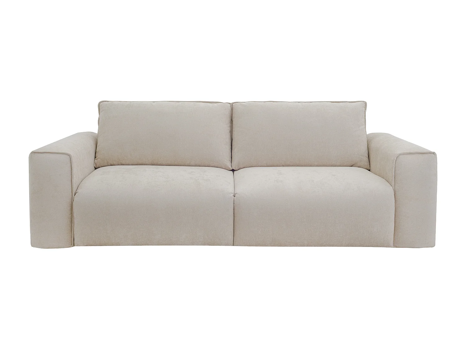 Canapé 4 places convertible express en tissu beige - Couchage 160 cm Matelas 16 cm POGLO