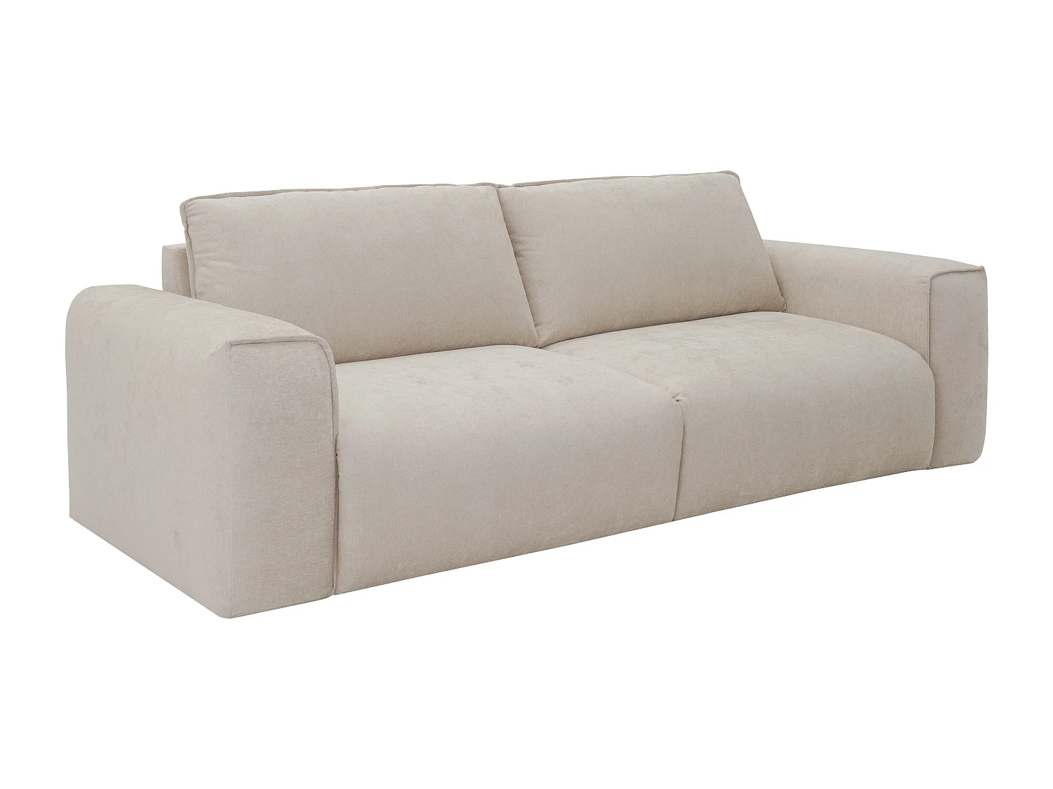 Canapé 4 places convertible express en tissu beige - Couchage 160 cm Matelas 16 cm POGLO