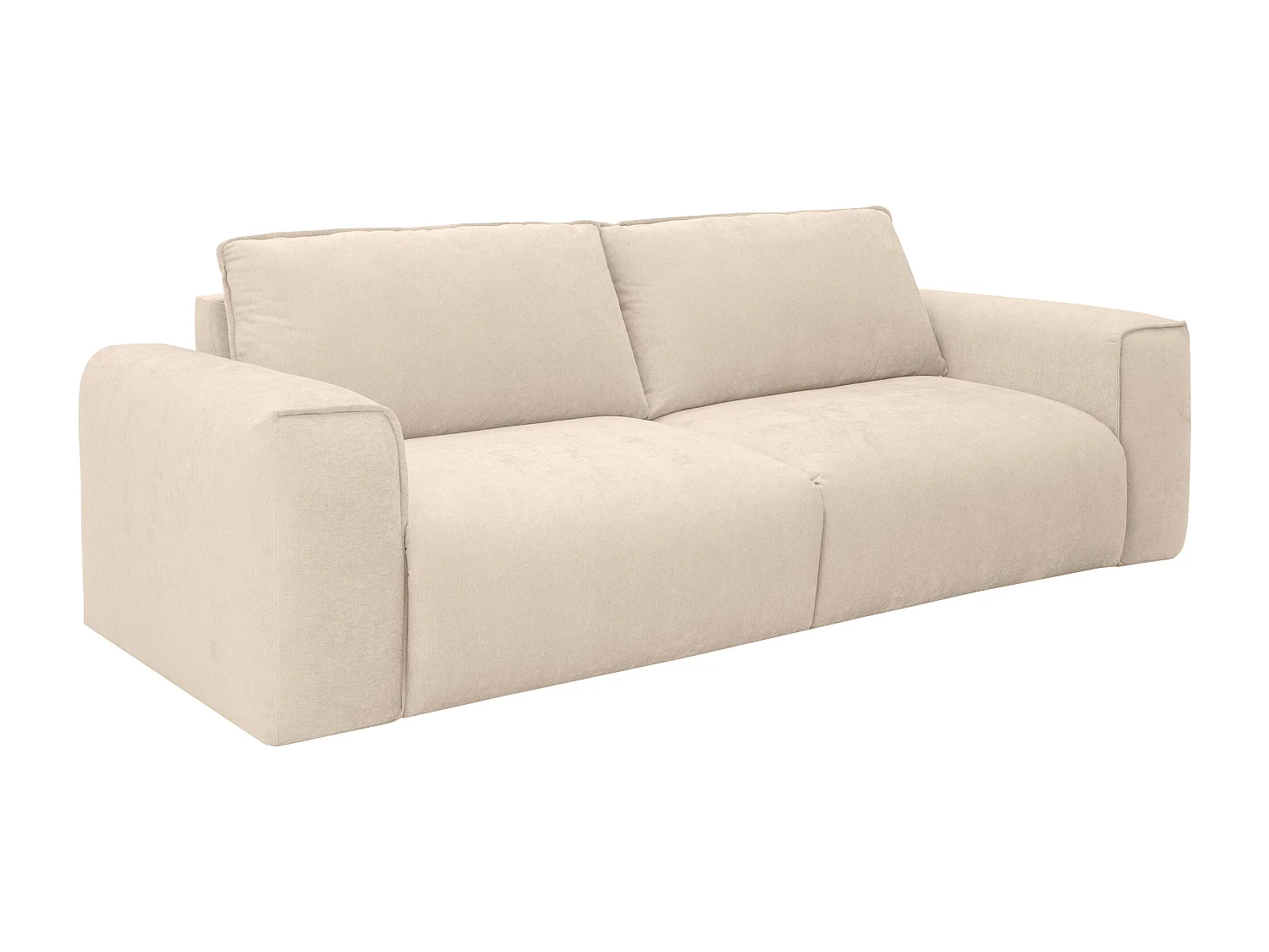 4-sits konvertibel soffa i beige tyg - Bäddmått 160 cm Madrass 13 cm POGLO