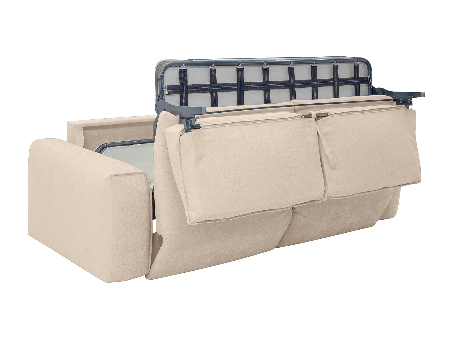 4-sits konvertibel soffa i beige tyg - Bäddmått 160 cm Madrass 13 cm POGLO