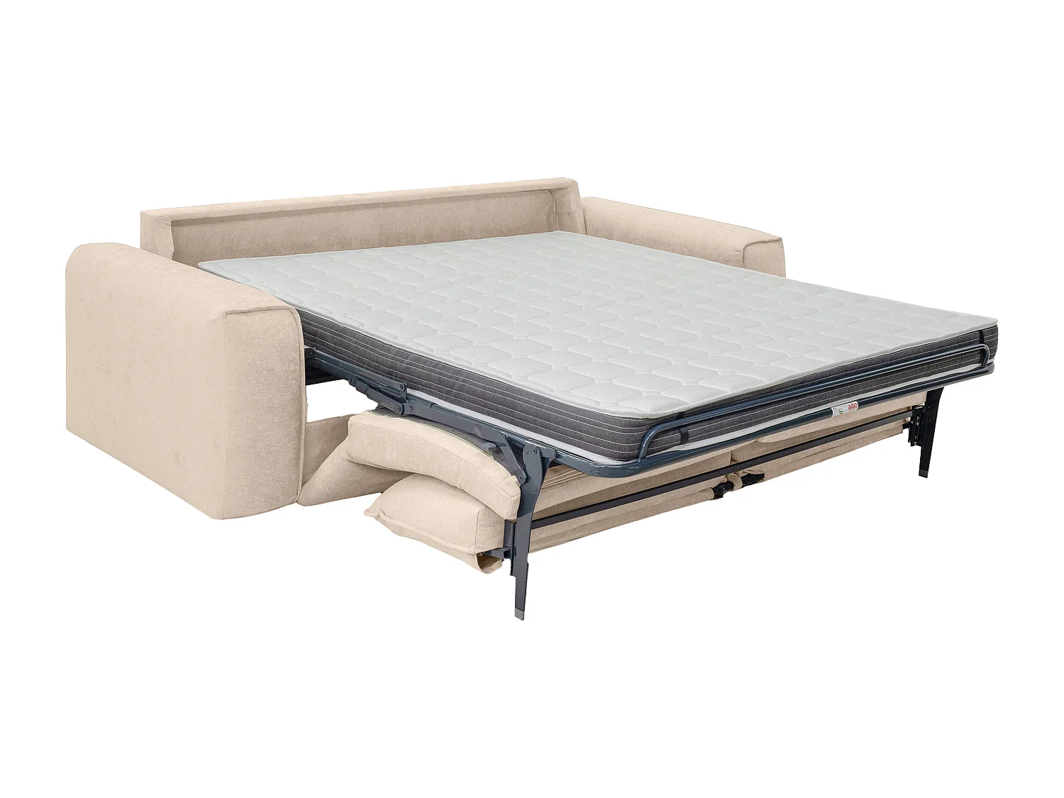 4-sits konvertibel soffa i beige tyg - Bäddmått 160 cm Madrass 13 cm POGLO