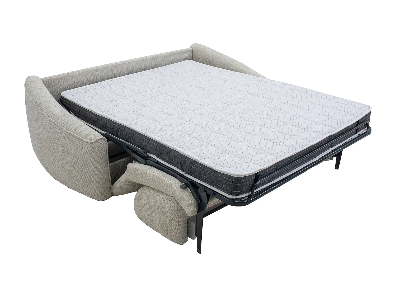 Canapé 4 places convertible express en tissu texturé beige  - Couchage 160 cm -  Matelas 13 cm mémoire de forme ASUFA