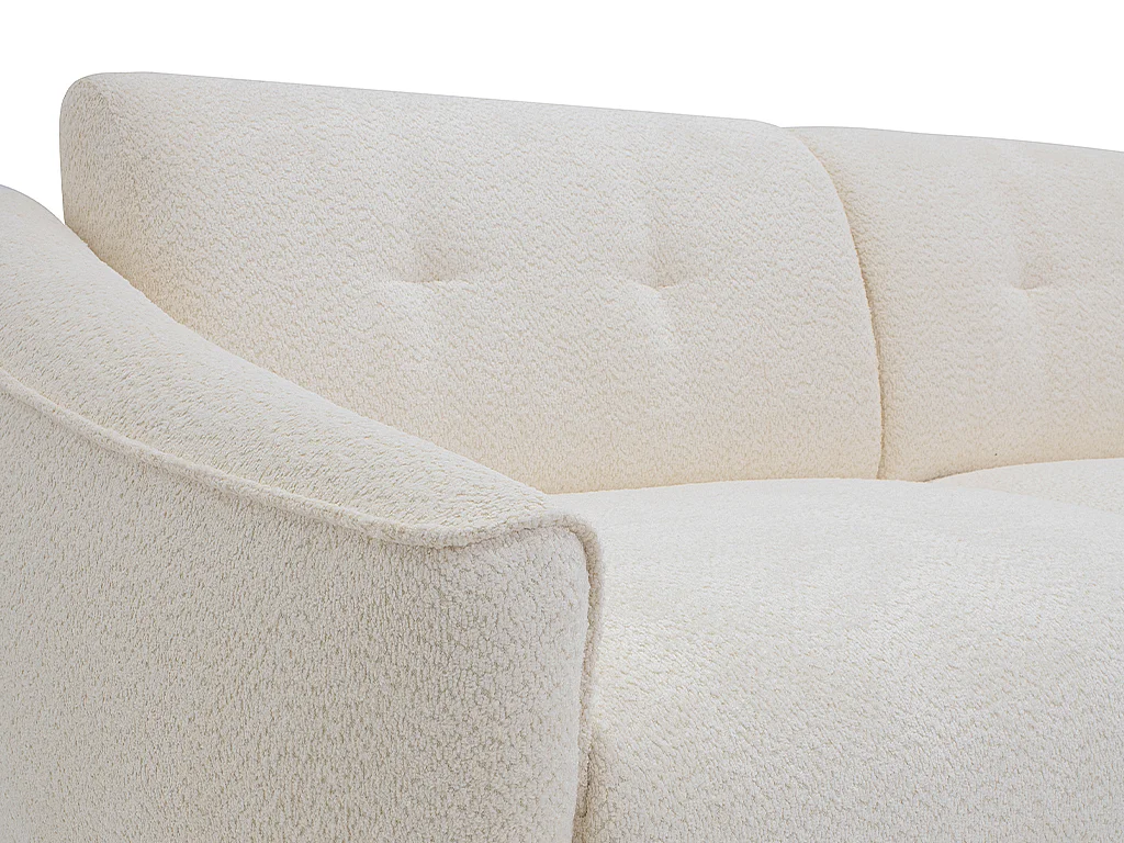 Canapé 3 places convertible express en tissu bouclette blanc - Couchage 140 cm - Matelas 13 cm mémoire de forme ASUFA