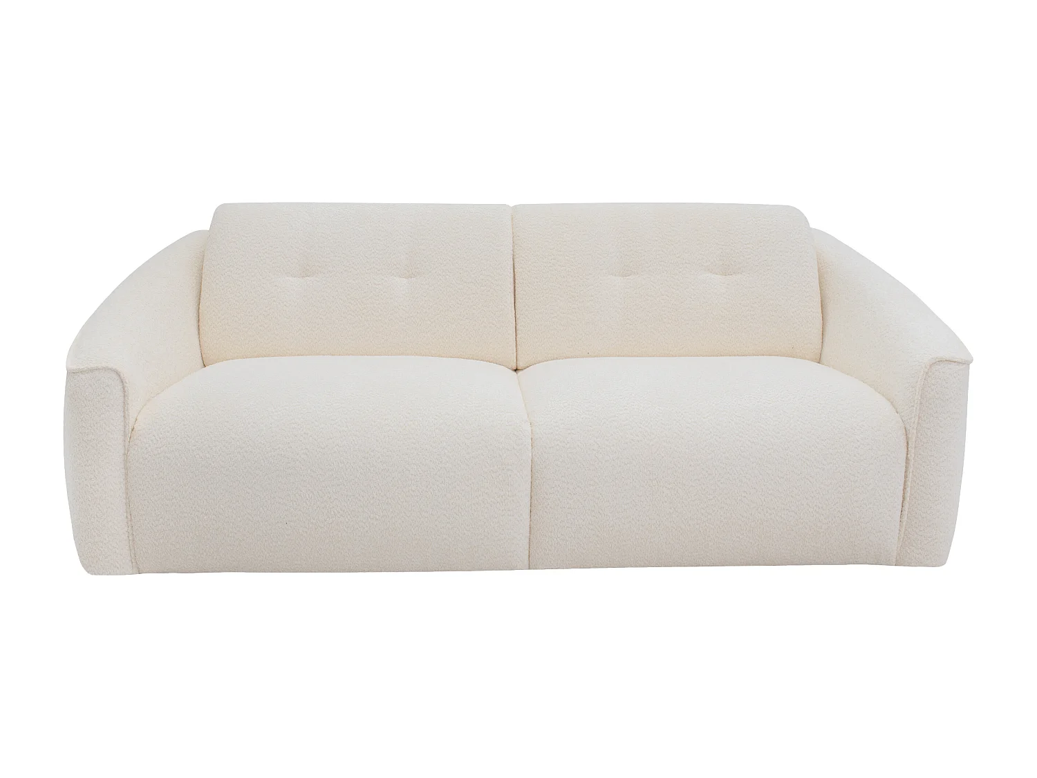 Canapé 3 places convertible express en tissu bouclette blanc - Couchage 140 cm - Matelas 13 cm mémoire de forme ASUFA