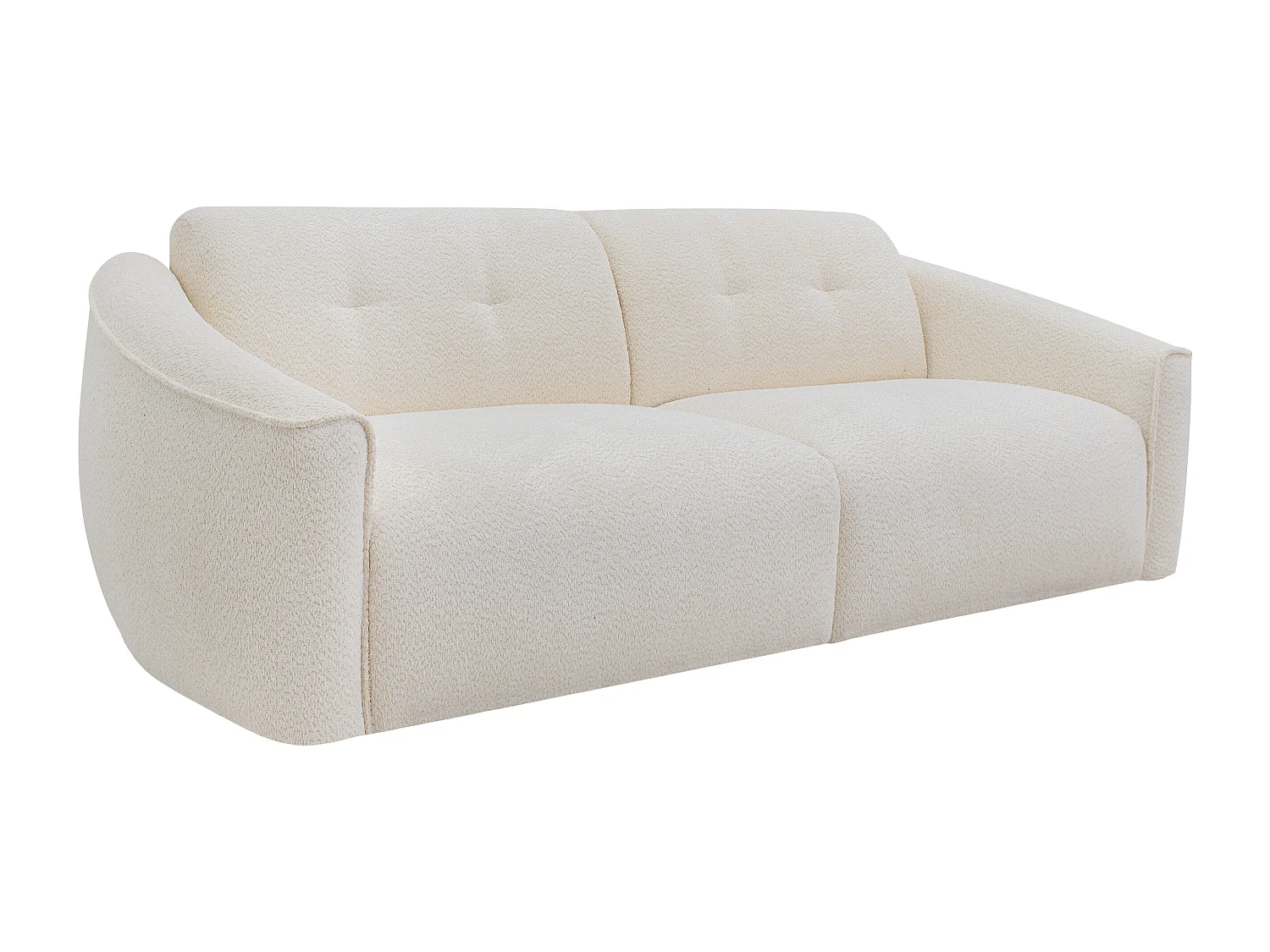 Canapé 4 places convertible express en tissu bouclette blanc - Couchage 160 cm - Matelas 16 cm mémoire de forme ASUFA