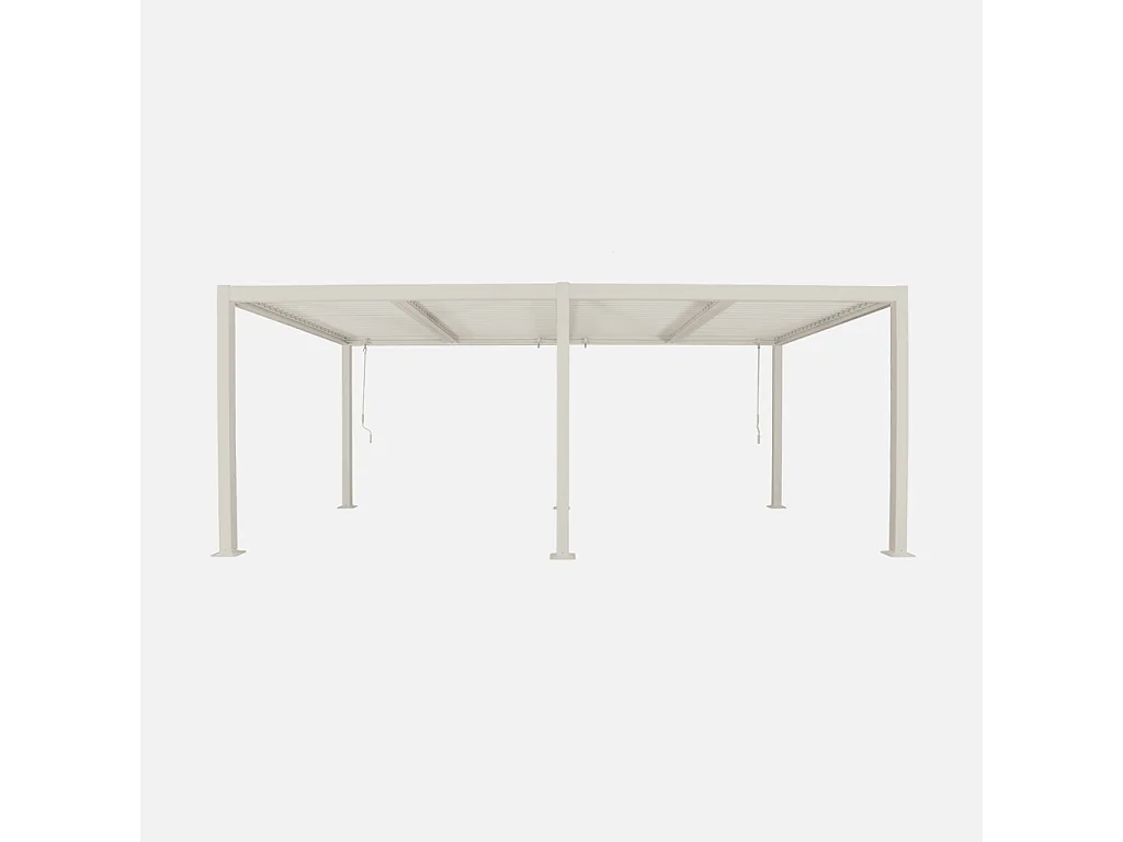 Pergola bioclimatique beige. aluminium et acier. 3x6m. lames orientables