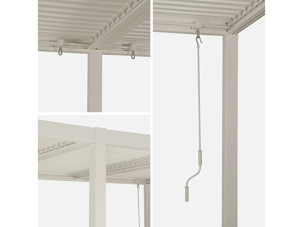 Pergola bioclimatique beige. aluminium et acier. 3x6m. lames orientables