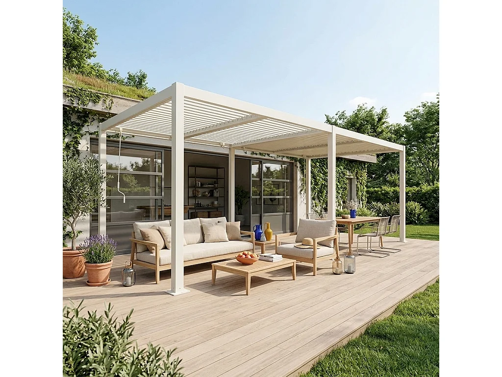Pérgola bioclimática 3x6m de aluminio y acero con lamas orientables
