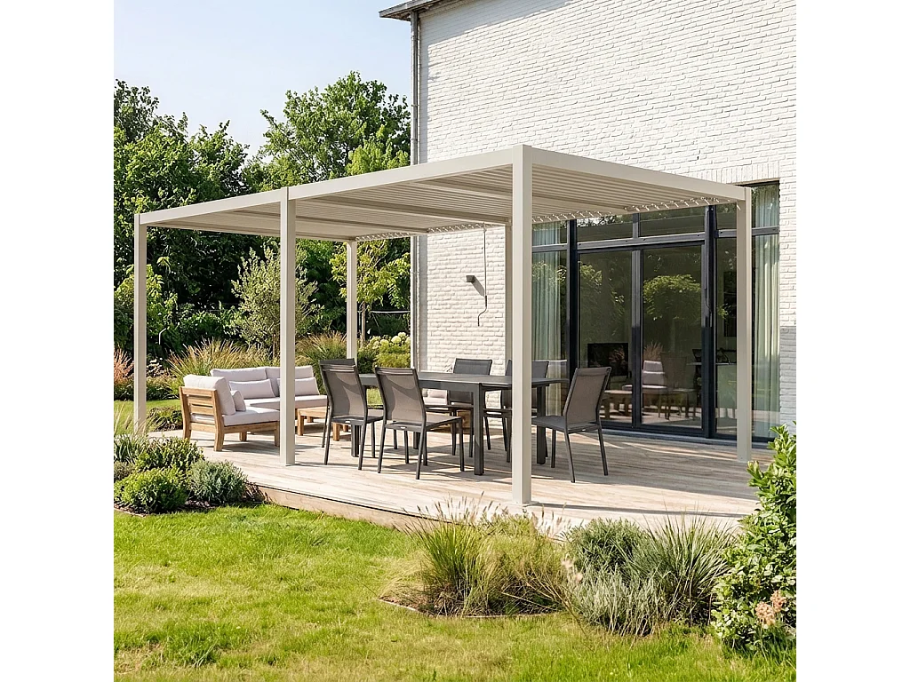 Pérgola bioclimática 3x6m de aluminio y acero con lamas orientables