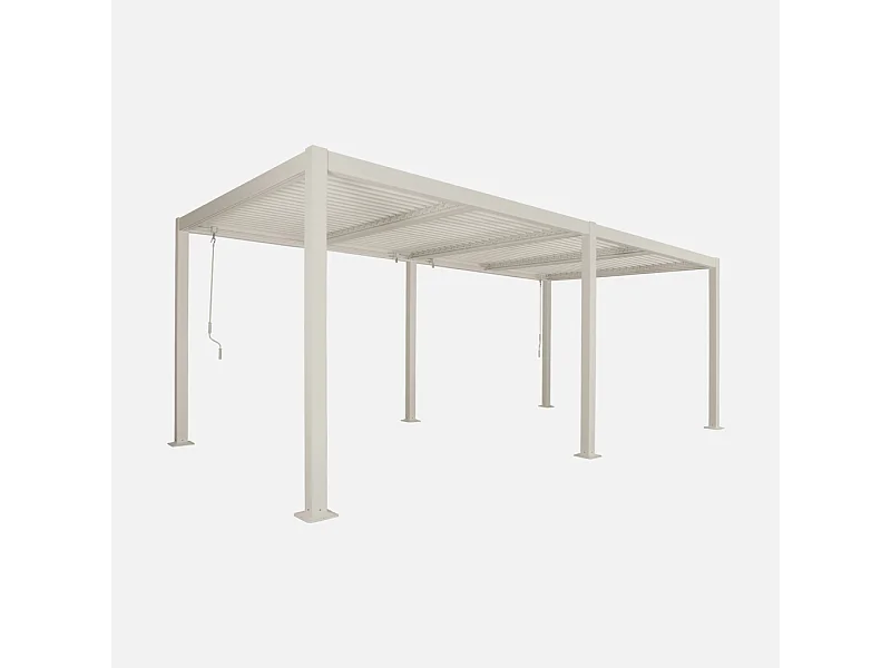 Pergola bioclimatica 3x6m in alluminio e acciaio, lamelle orientabili,