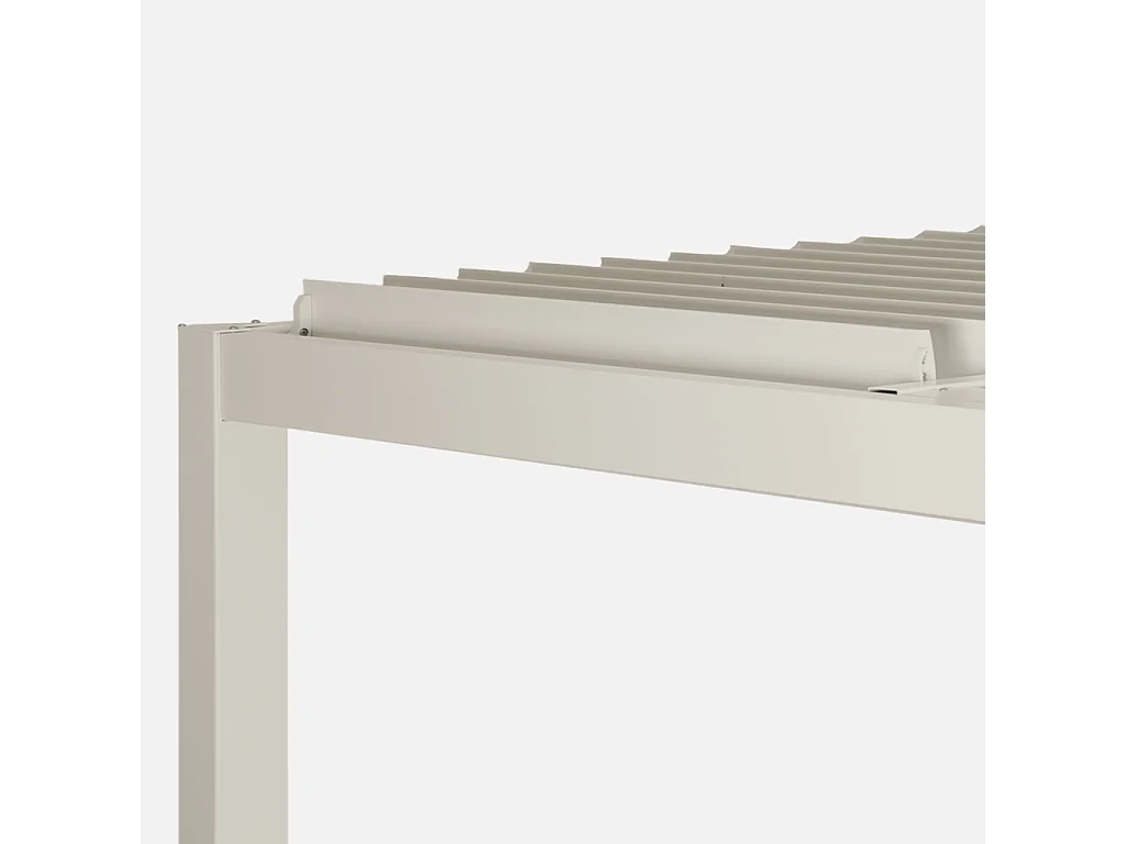 Pergola bioclimatique beige. aluminium et acier. 3x4m. lames orientables